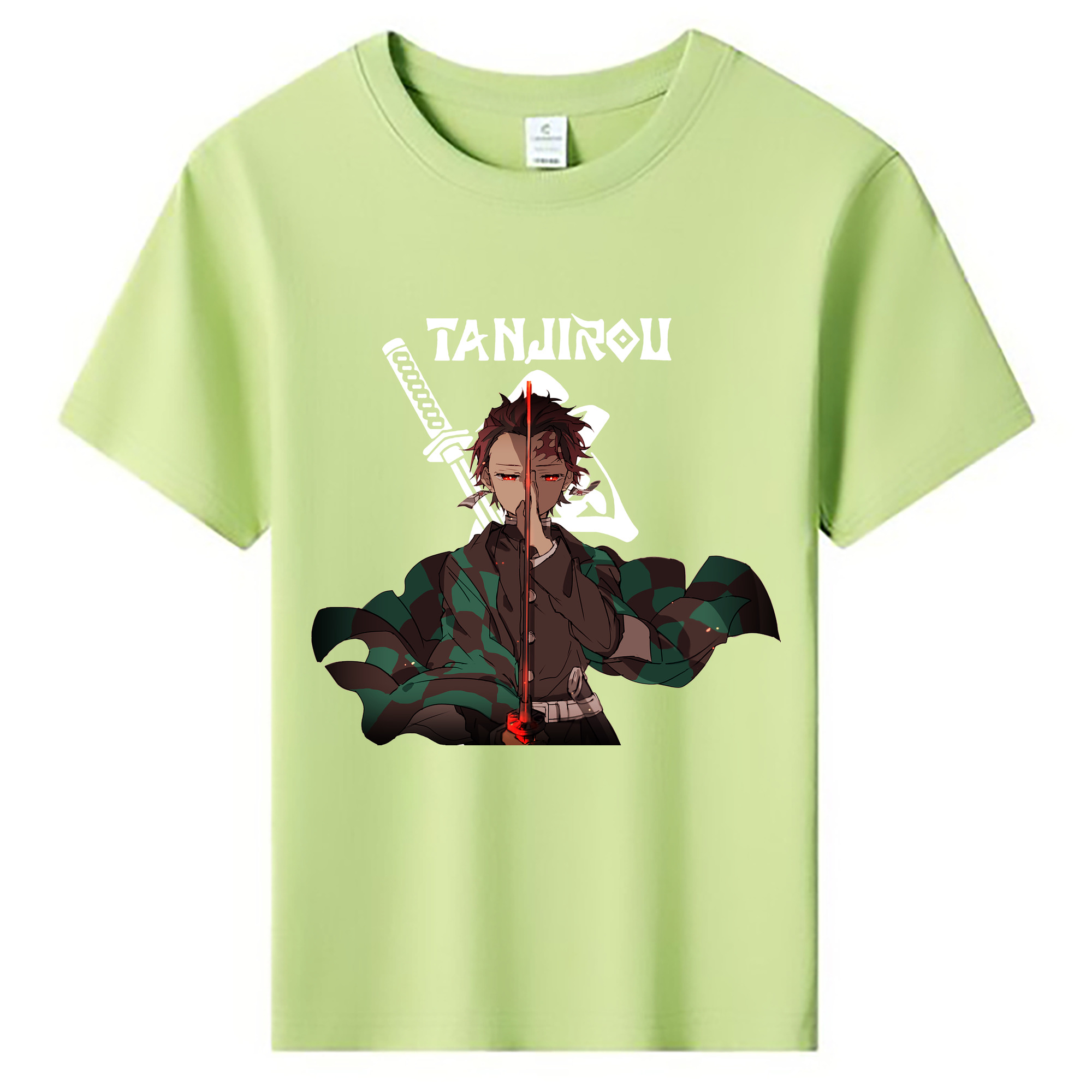 （画像用） 鬼滅の刃 竈門 炭治郎／かまど たんじろう Kamado Tanjirou 綿100％キッズTシャツ（フロントプリント）